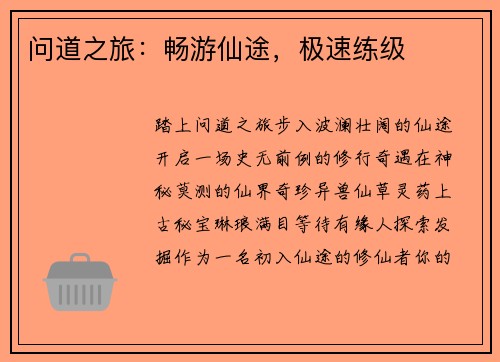 问道之旅：畅游仙途，极速练级
